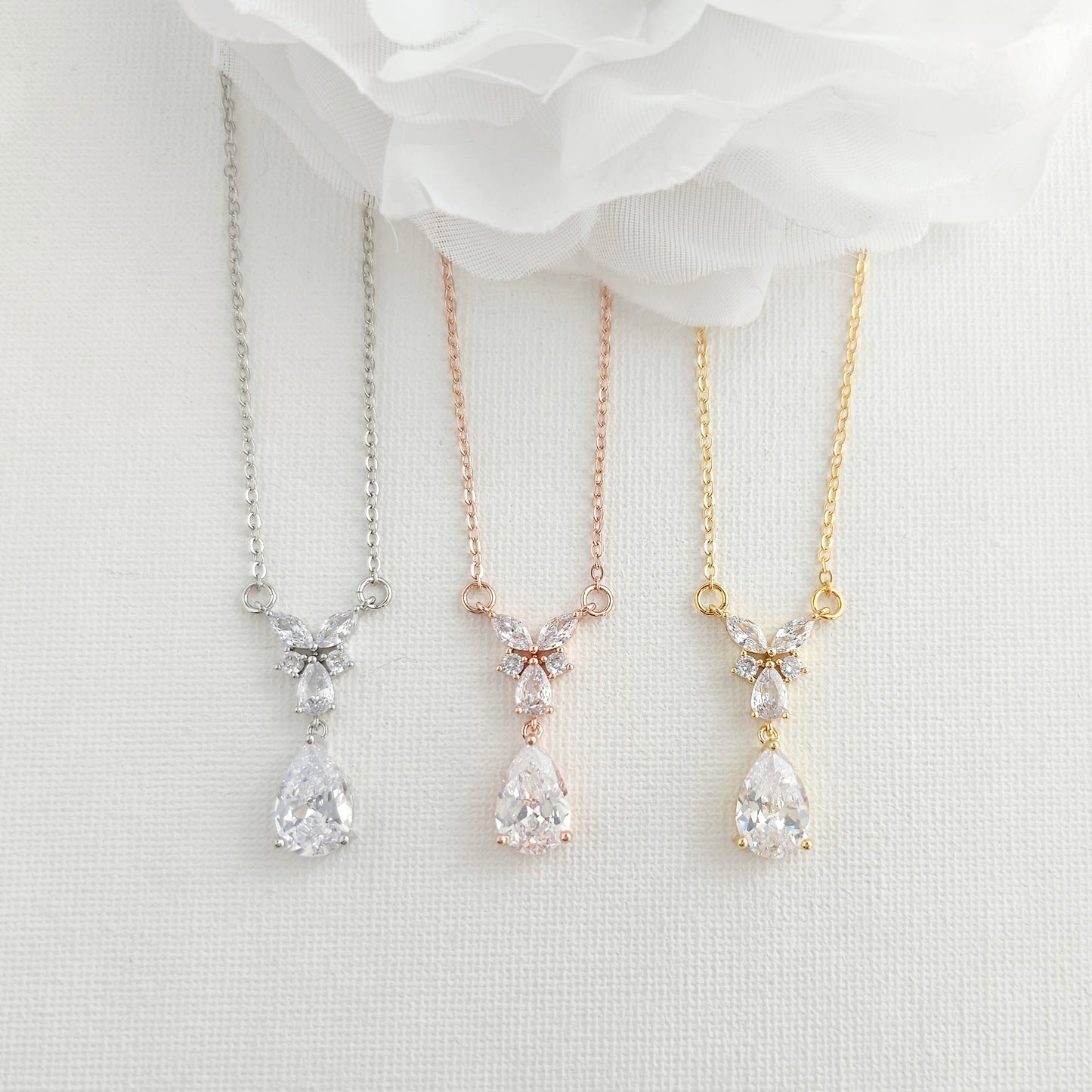 Teardrop Marquise Pendant Necklace for Wedding and Occasions-Anne