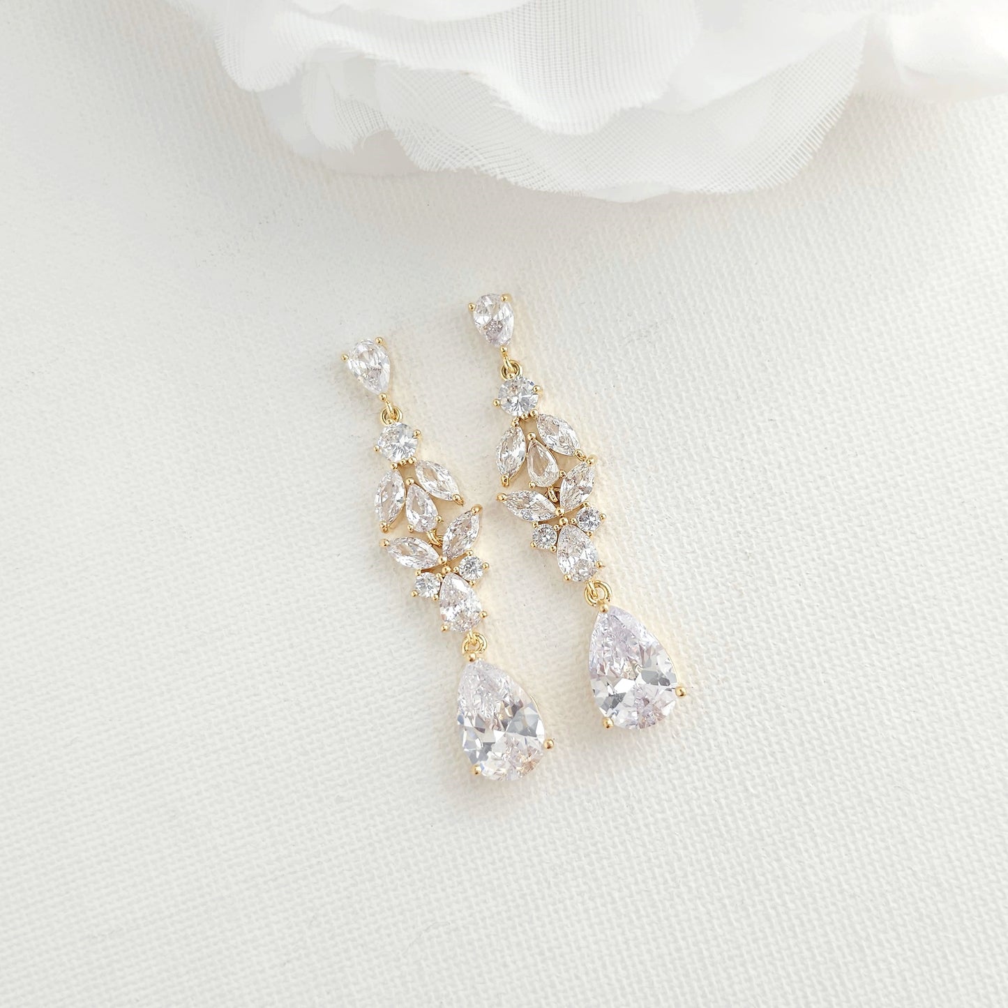 Yellow Gold Earrings Necklace Bracelet Set for Brides-Anne