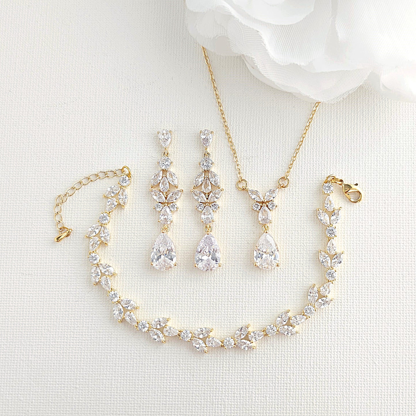 Wedding Jewellery Set in Rose Gold for Brides-Anne