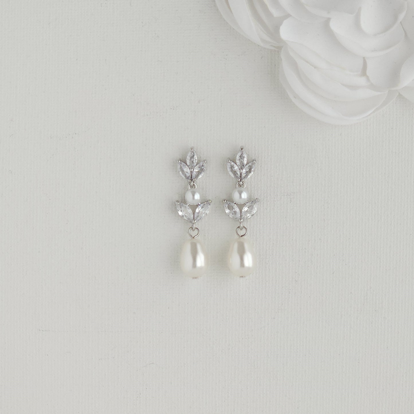Bridal Pearl Earrings in Rose Gold-Leila