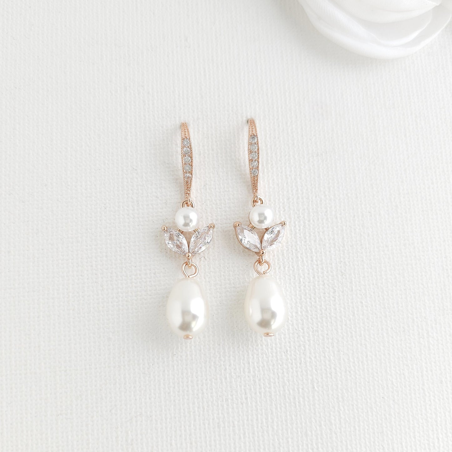 Simple Bridal Jewellery Set-3 Pcs- Silver & Pearl- Leila