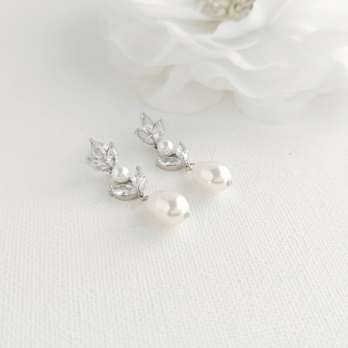 Wedding Pearl Earrings-Leila