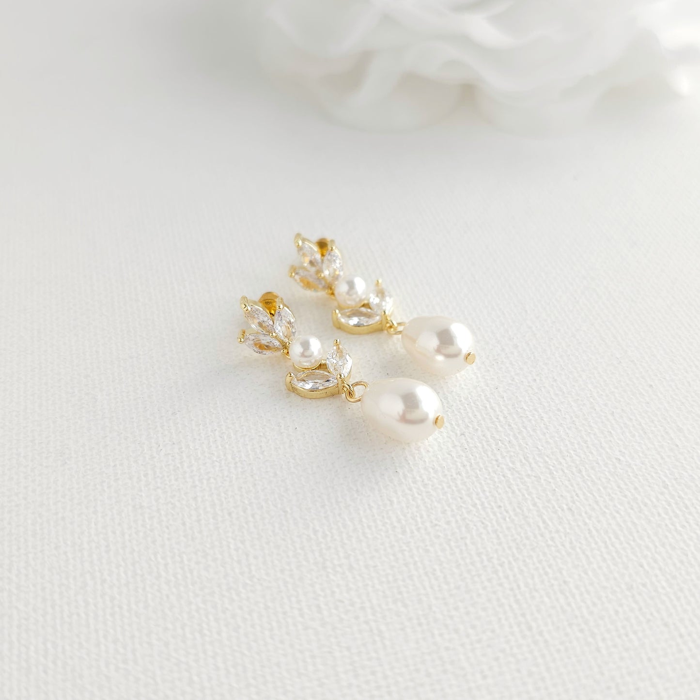 Wedding Pearl Earrings-Leila