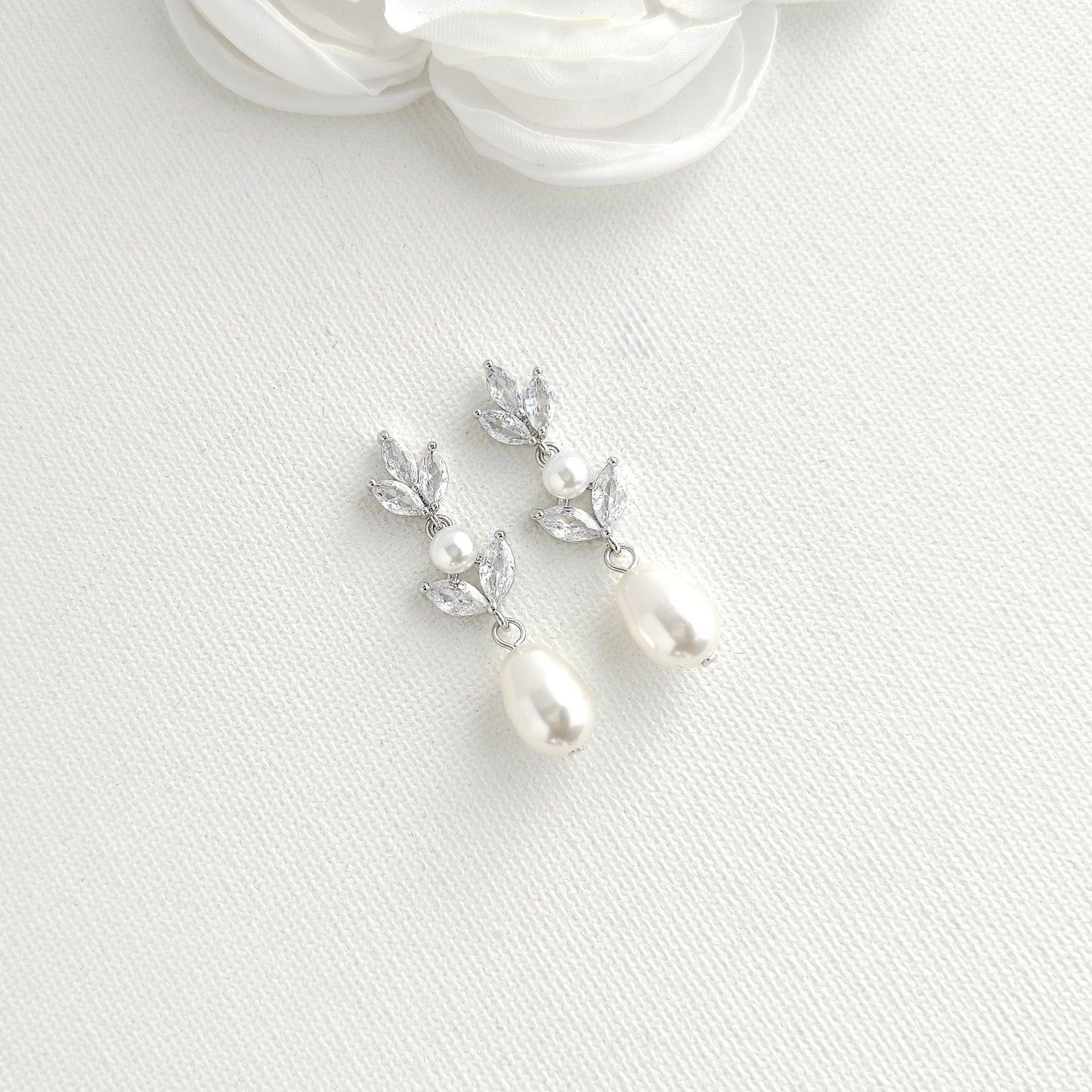 Bridal Pearl Earrings in Rose Gold-Leila