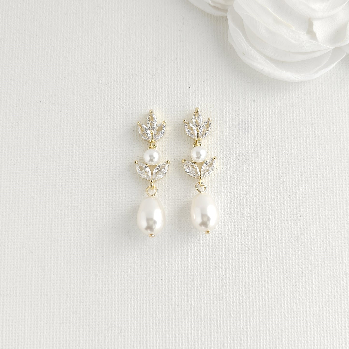 Gold Pearl Clip On Earrings for Weddings and Occasions - Leila