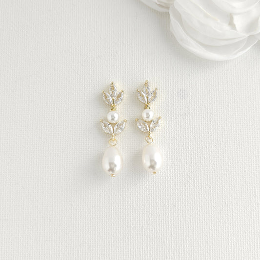 Silver Clip On Pearl Earrings for Brides-Leila
