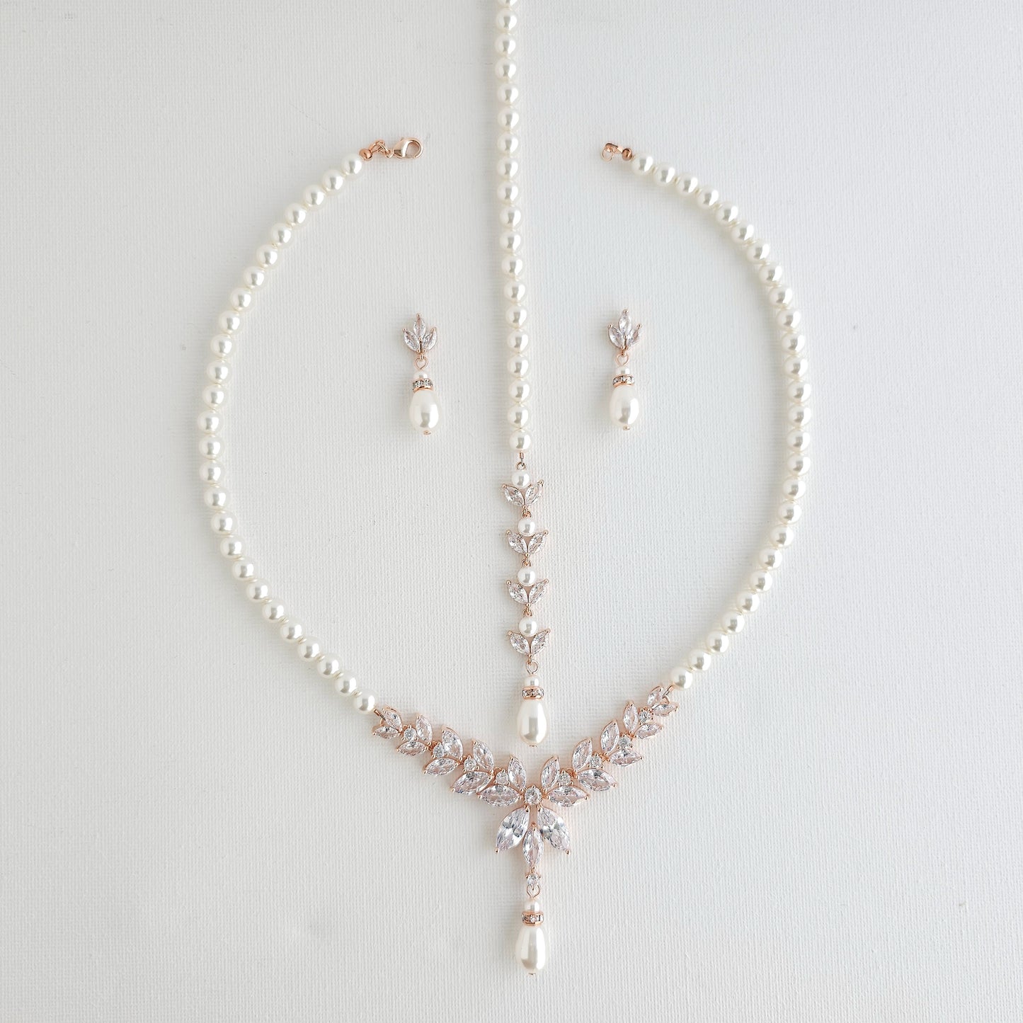 Pearl Necklace and Earrings Wedding Jewellery Set- Katie