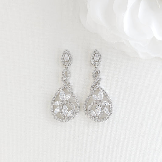 Statement Cubic Zirconia Wedding Earrings - Nova