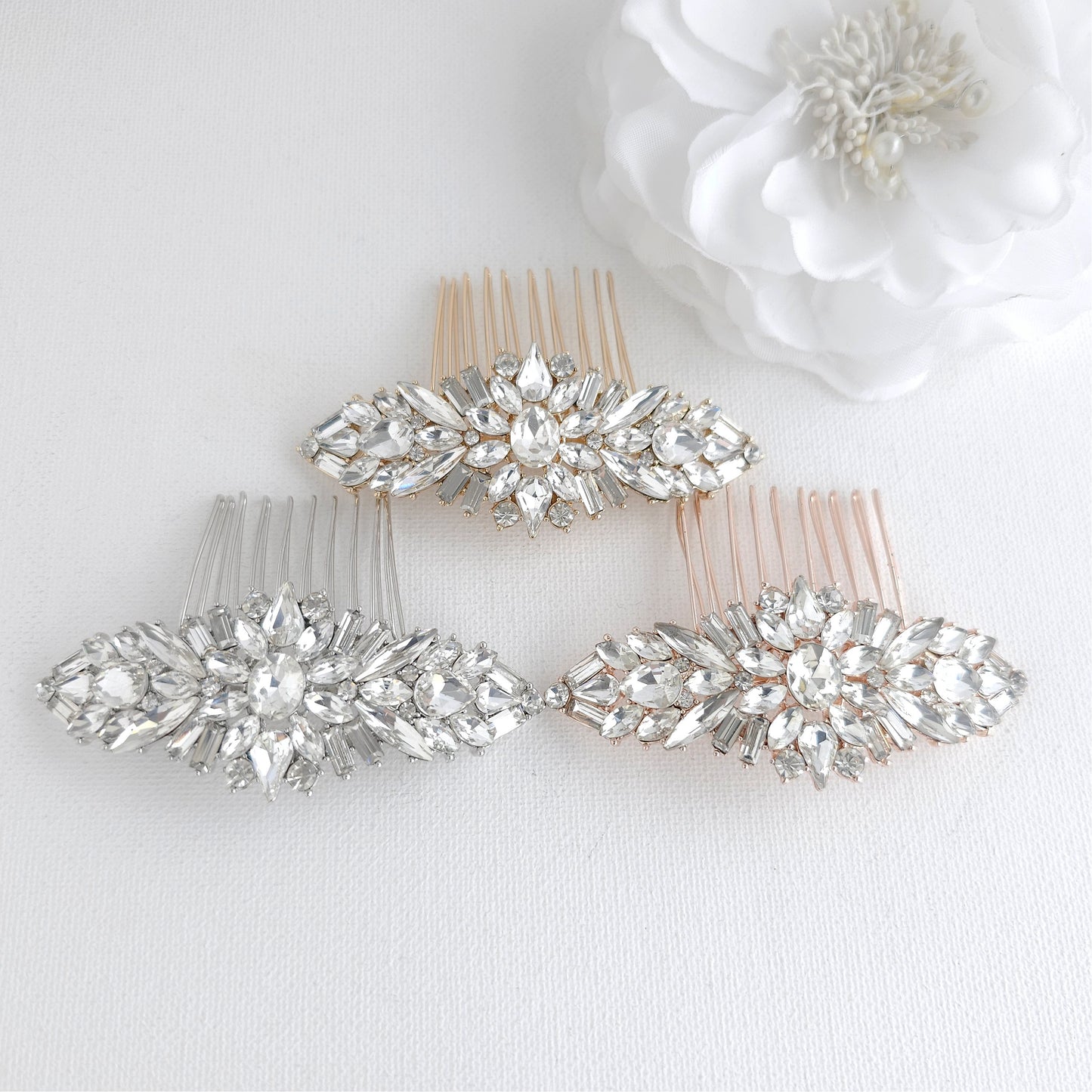 Gold Crystal Cluster Wedding Hair Comb for Modern & Classic Brides - Jolie