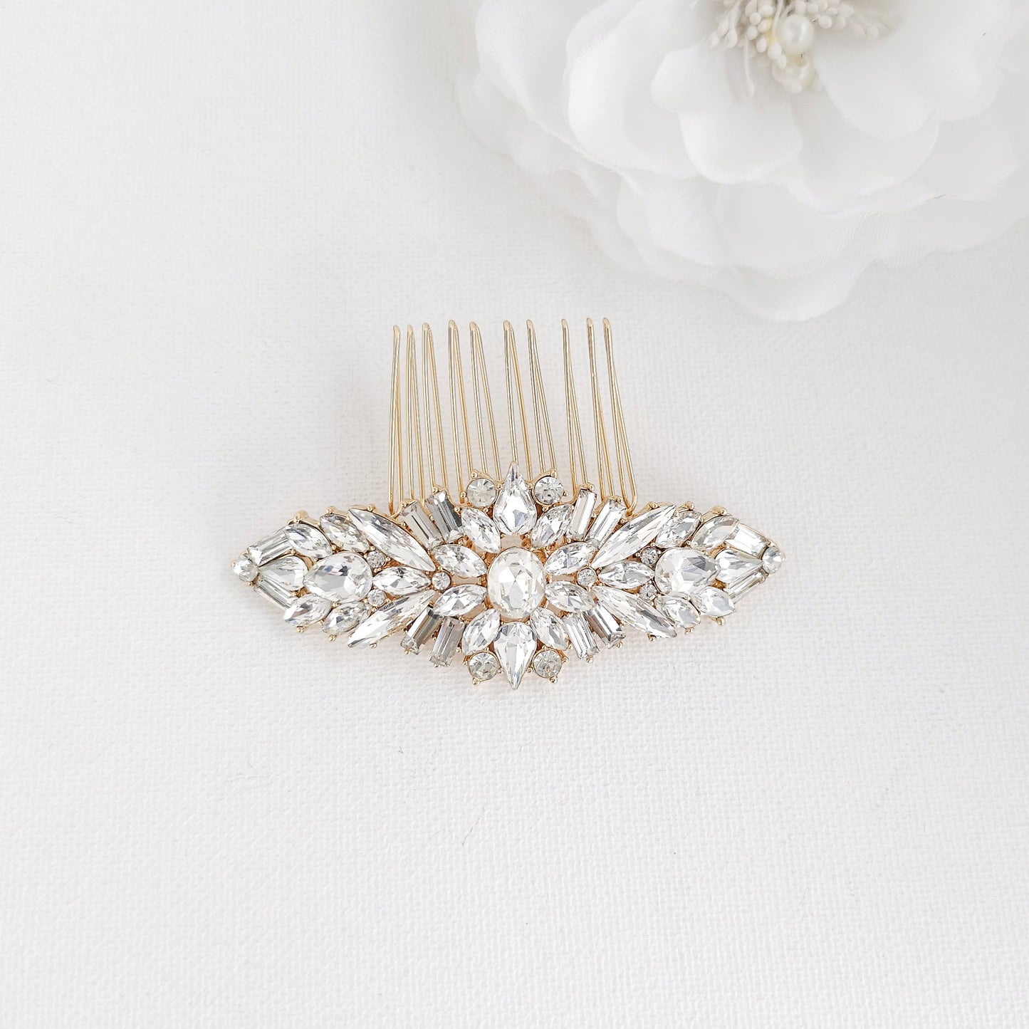 Gold Crystal Cluster Wedding Hair Comb for Modern & Classic Brides - Jolie