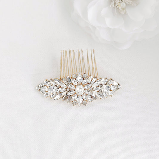 Gold Crystal Cluster Wedding Hair Comb for Modern & Classic Brides - Jolie