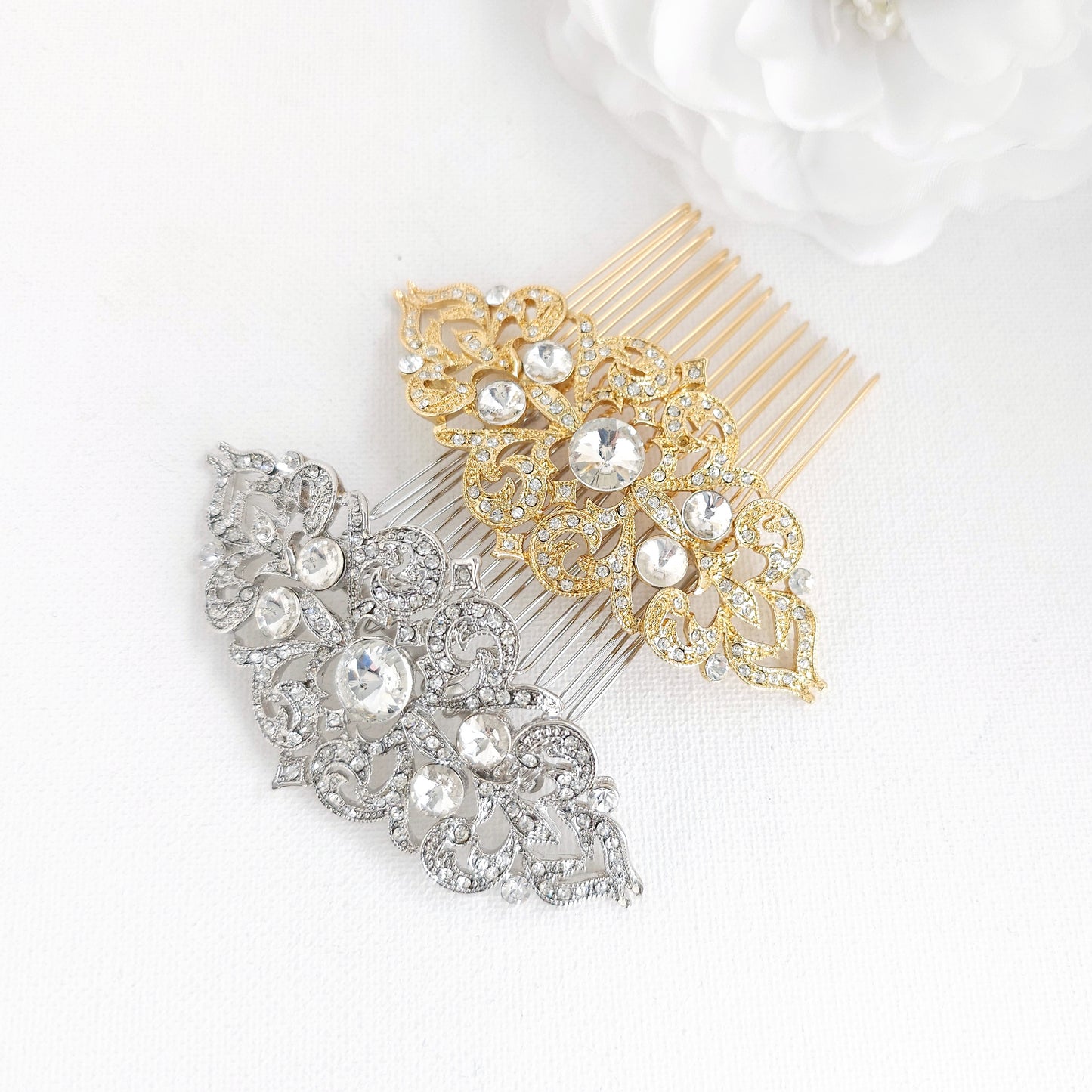 Gold Vintage Style Crystal Bridal Hair Comb- Jan