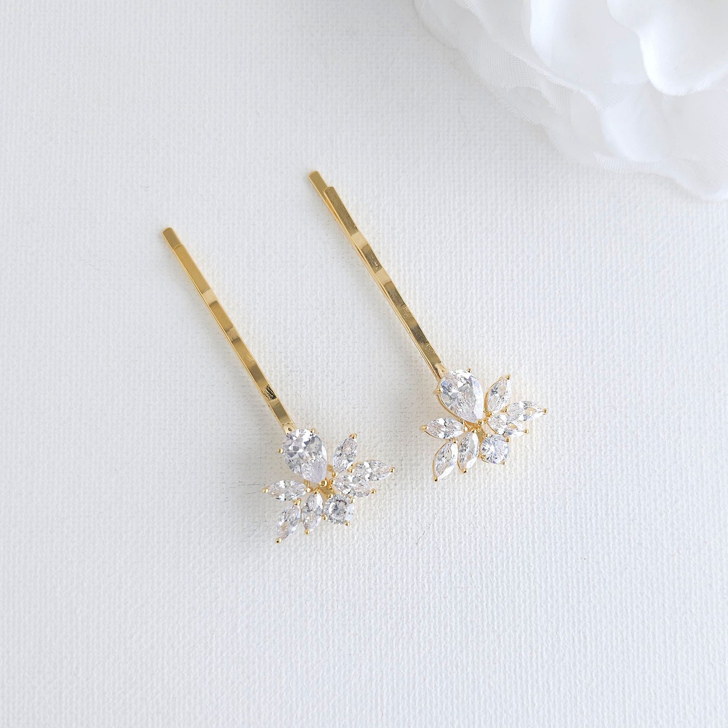 Luxury Floral Cluster Pins | Modern Rose Gold CZ Bobby Pin Set- Nicole