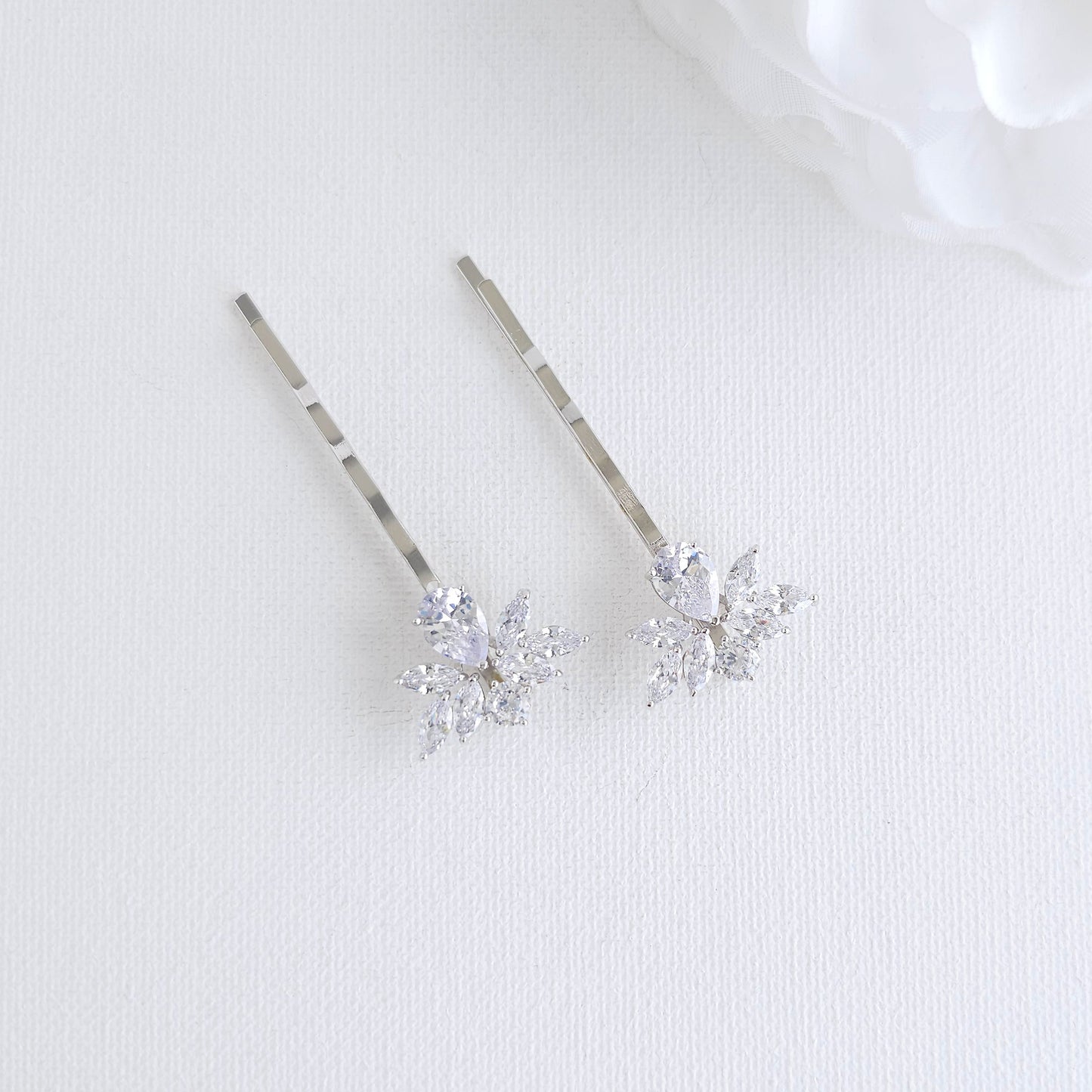 Luxury Floral Cluster Pins | Modern Rose Gold CZ Bobby Pin Set- Nicole