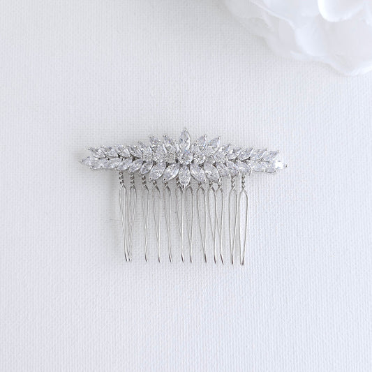 Silver Hair Comb for Wedding Veil | Sleek Marquise Slide ( Cubci Zirconia) – Giselle