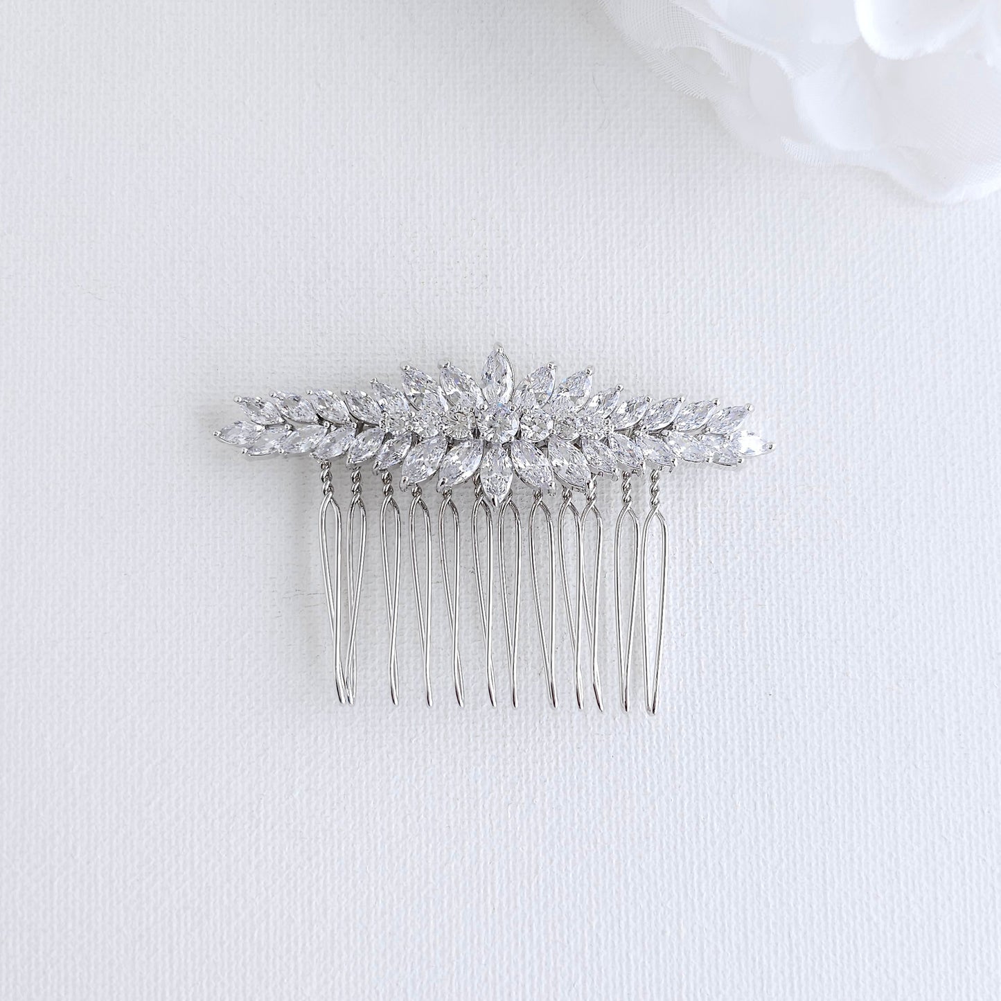 Rose Gold Marquise Wedding Comb | Sleek CZ Hair Slide for Coordinated Bridal Look - Giselle