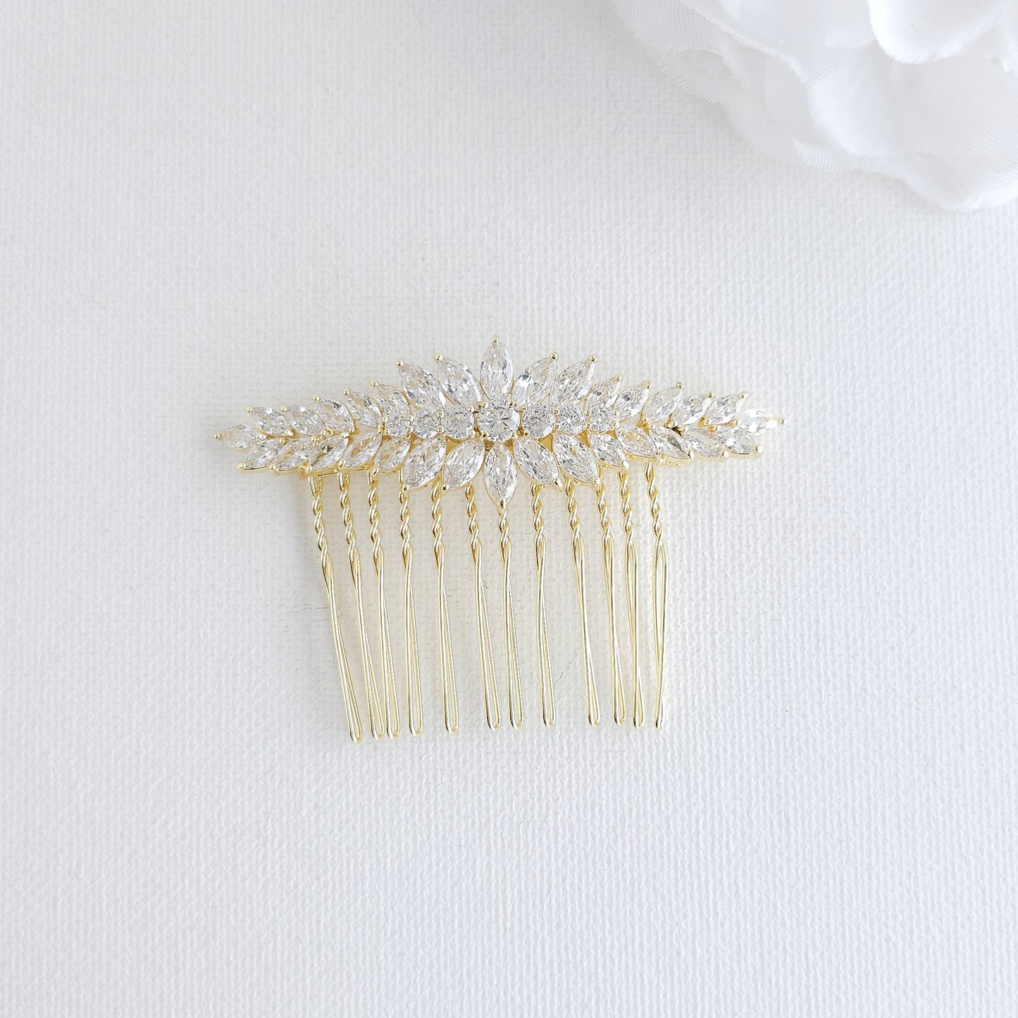 Rose Gold Marquise Wedding Comb | Sleek CZ Hair Slide for Coordinated Bridal Look - Giselle
