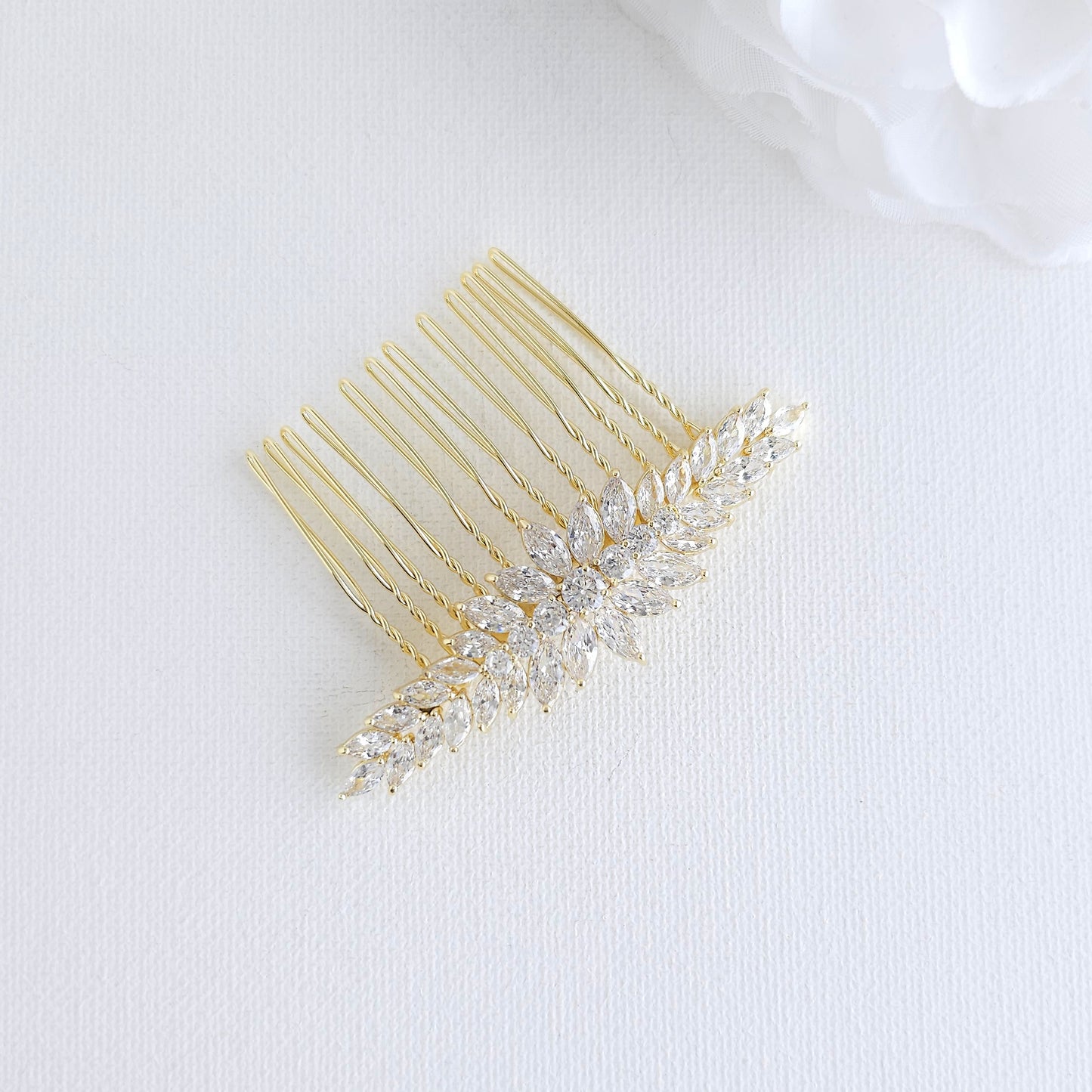 Silver Hair Comb for Wedding Veil | Sleek Marquise Slide ( Cubci Zirconia) – Giselle