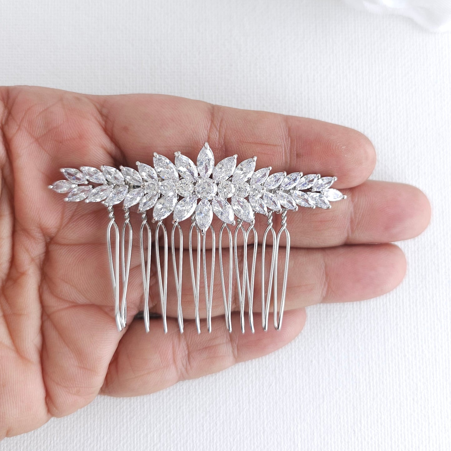 Rose Gold Marquise Wedding Comb | Sleek CZ Hair Slide for Coordinated Bridal Look - Giselle