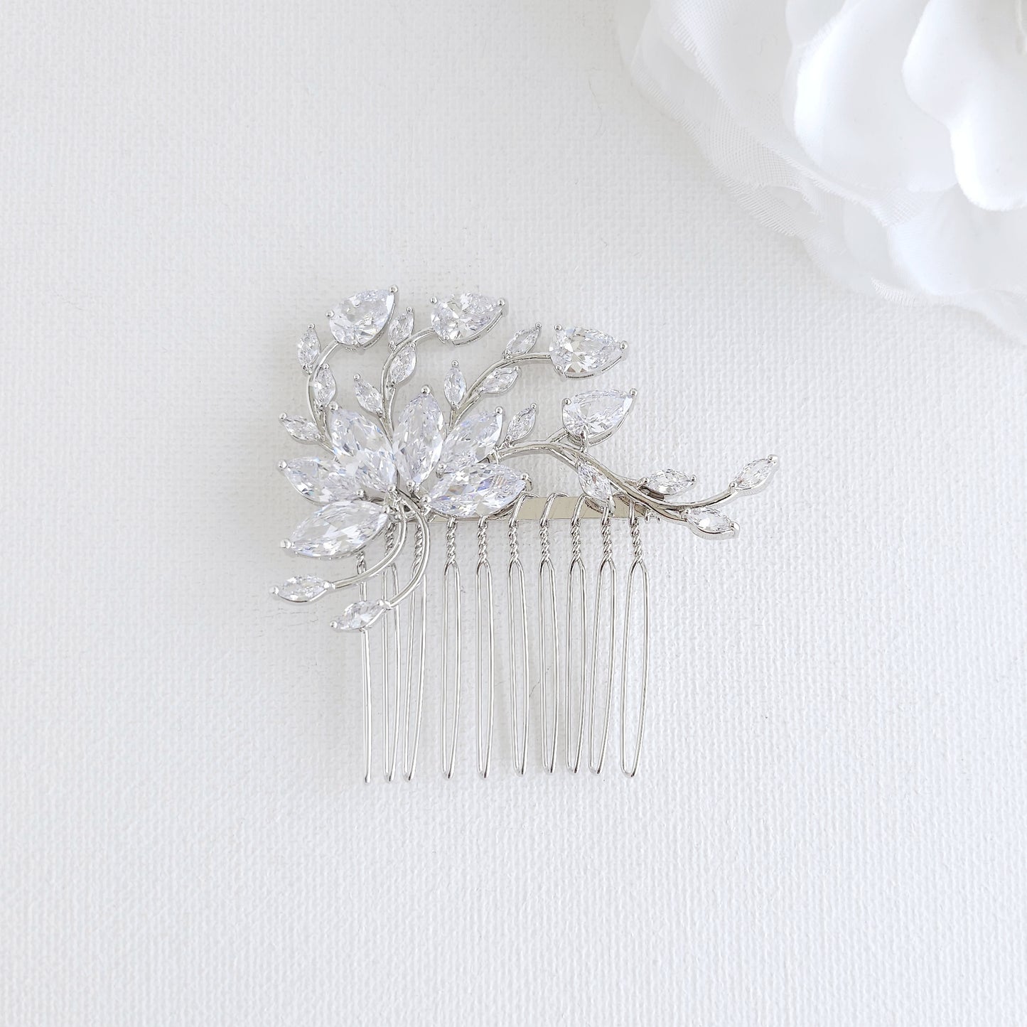 Small Flower Rose Gold Bridal Hair Comb -Kika