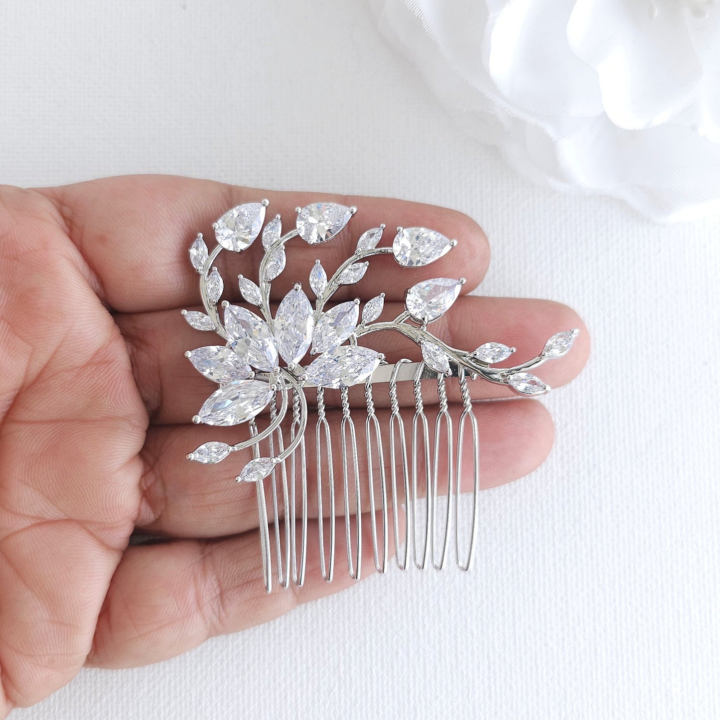 Petite Flower Hair Comb Wedding-Kika
