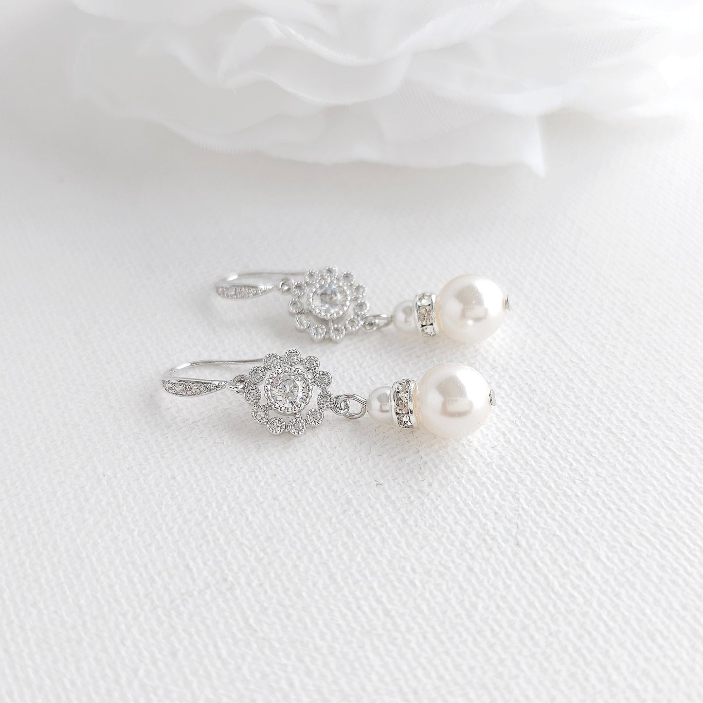 Delicate Pearl Bridal Jewelry Set: Lightweight Dangle Earrings & Necklace for Timeless Style- Hope