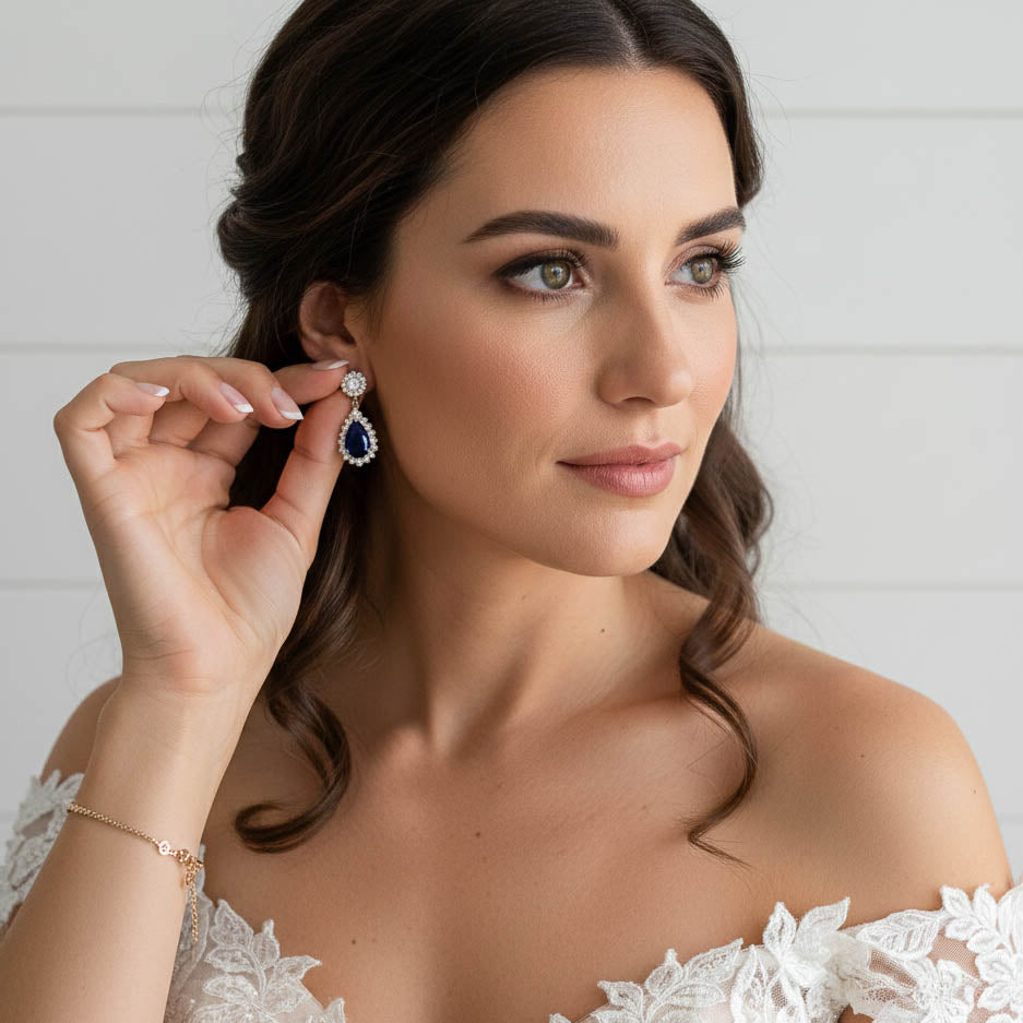 Blue Stone Earrings-Aoi