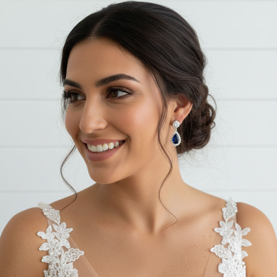 Blue Stone Earrings-Aoi