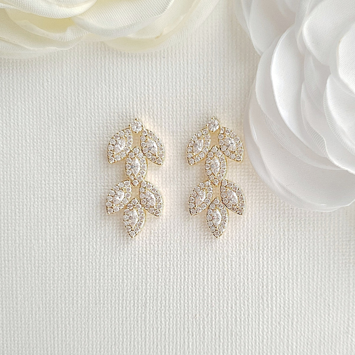 Leaf Stud Earrings Silver- Abby - PoetryDesigns