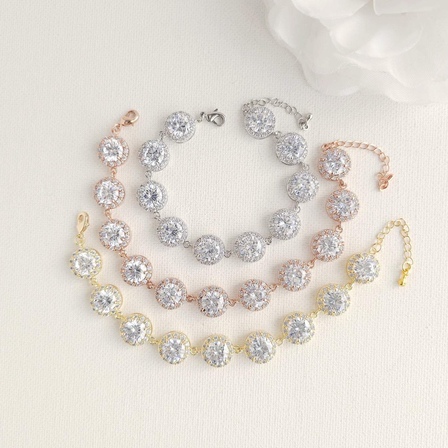 Silver Bridal Bracelet | Tailored Fit Wedding & Evening Jewellery - Grace