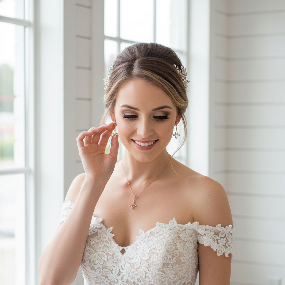 Modern Bridal Earrings in Gold- Allison