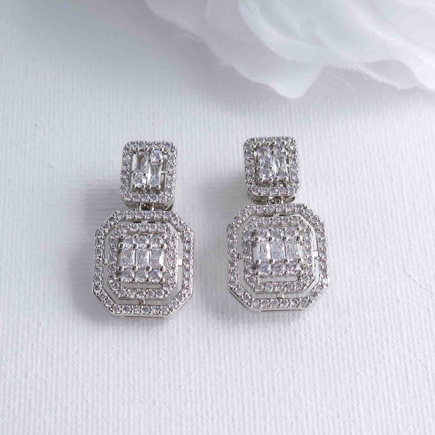 Art Deco Style Clip On Earrings for Weddings and Events-Sherri