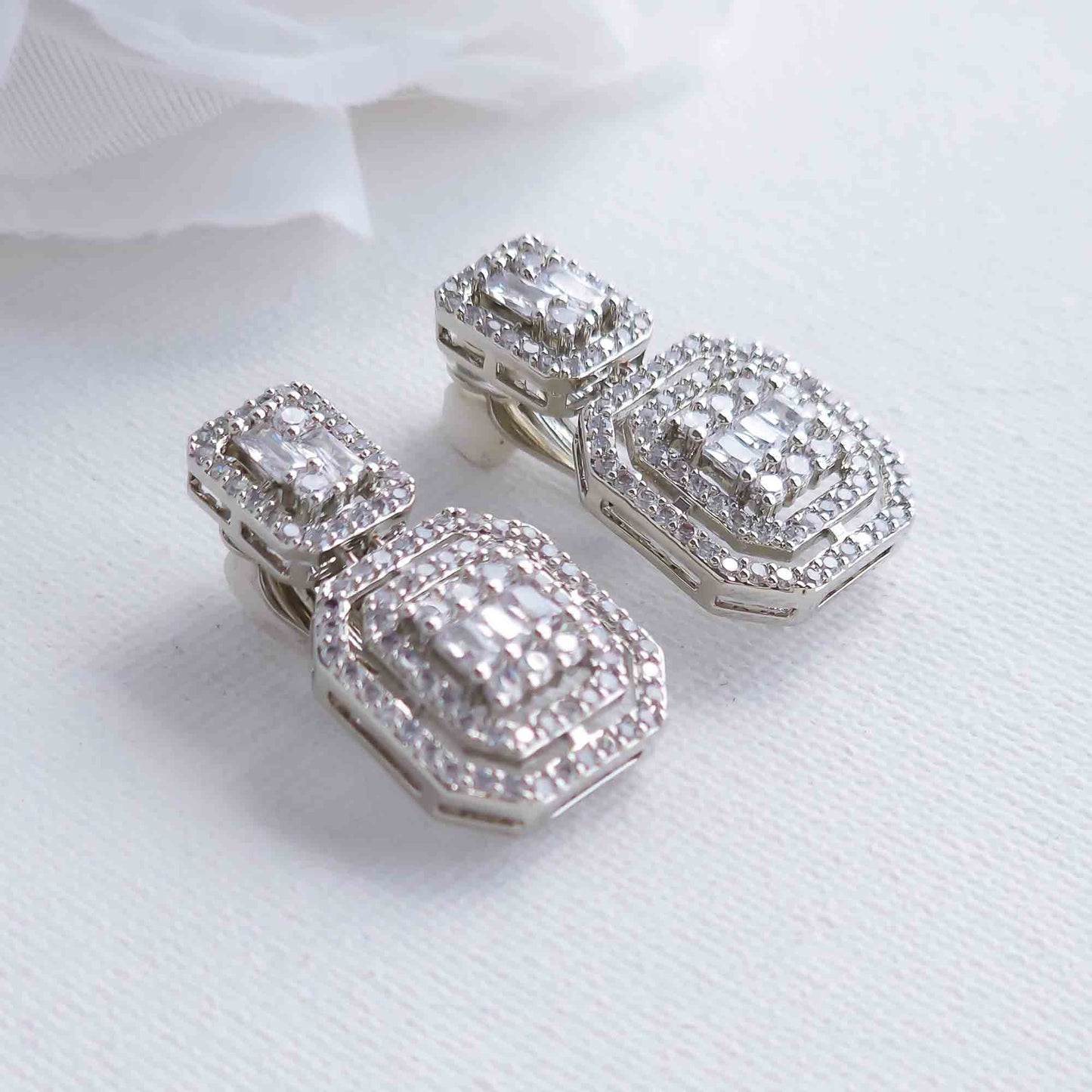 Art Deco Style Clip On Earrings for Weddings and Events-Sherri
