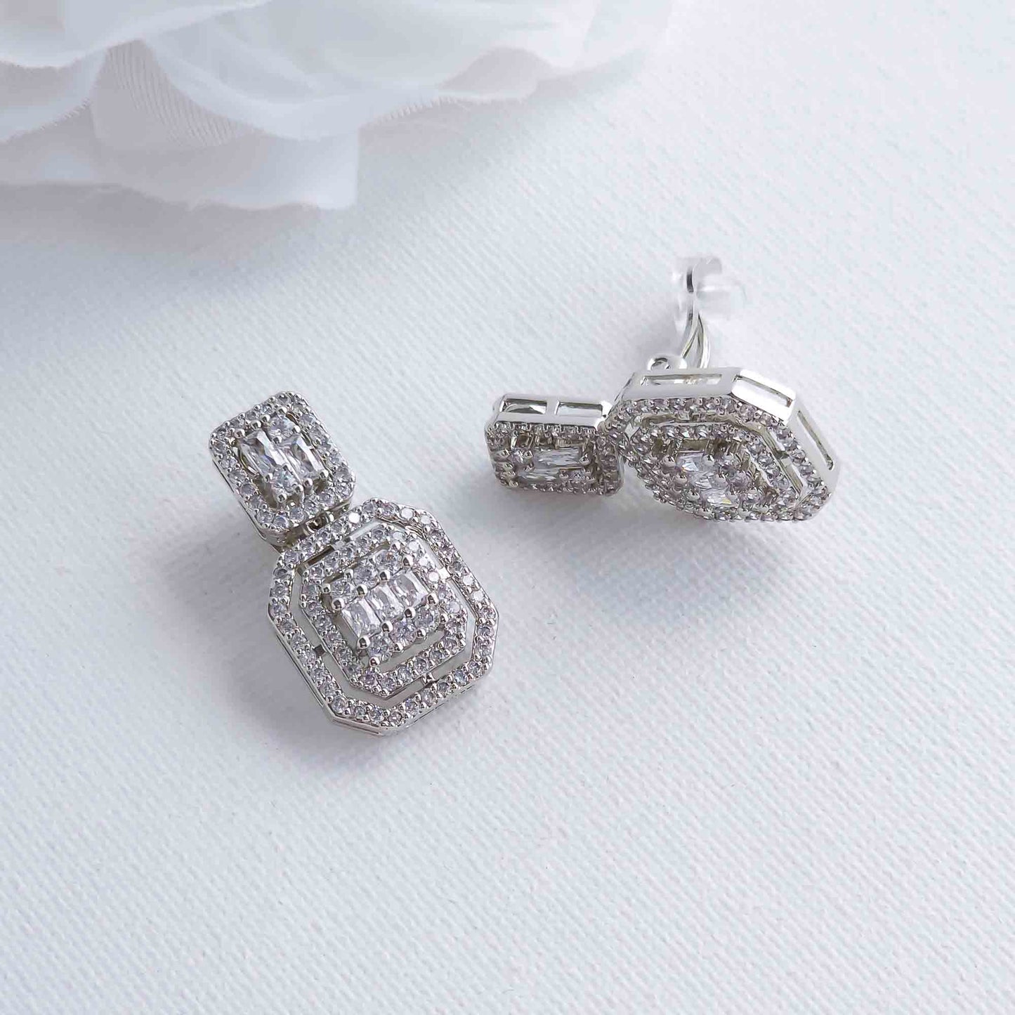 Art Deco Style Clip On Earrings for Weddings and Events-Sherri