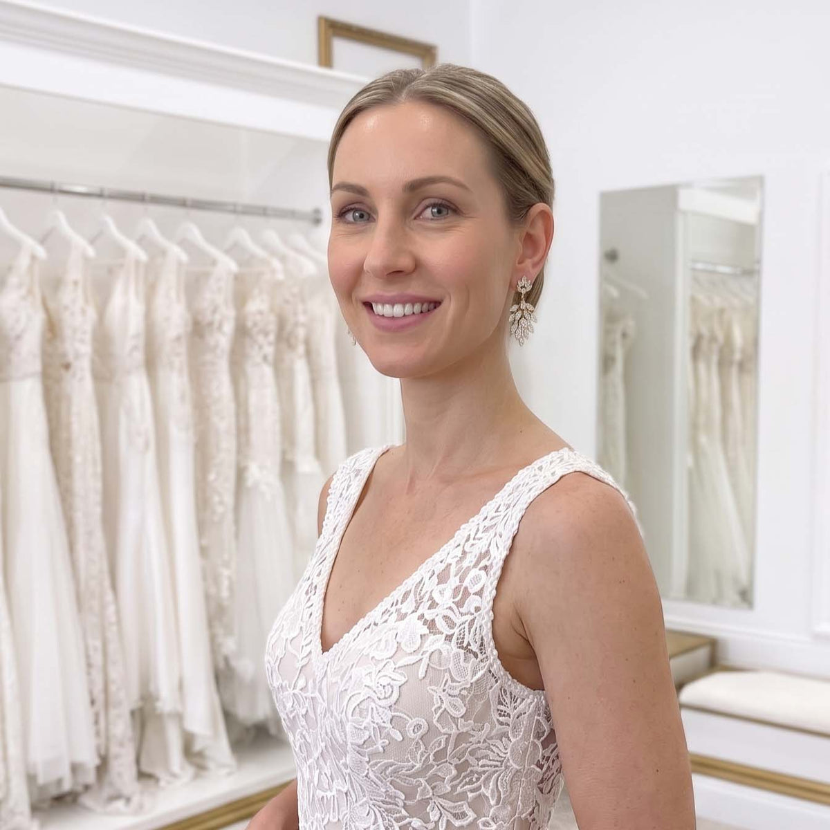 Tiny Leaf Chandelier Earrings in Gold For Brides-Belle