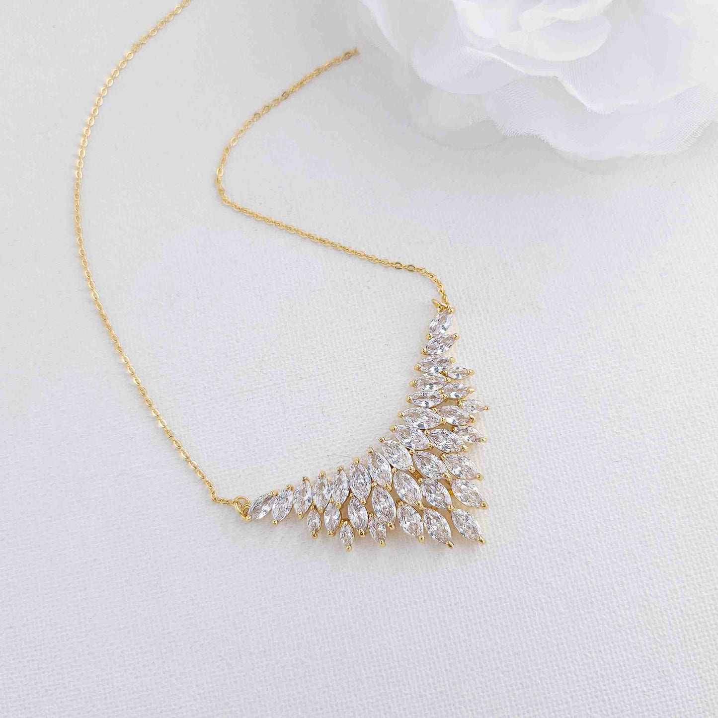 Bridal Gold Leaf Necklace-Belle