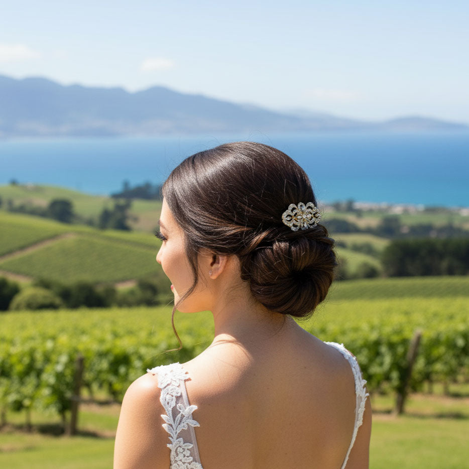 Dainty Gold Wedding Hair Comb Petite Vintage Crystal Hair Accessory-Blythe