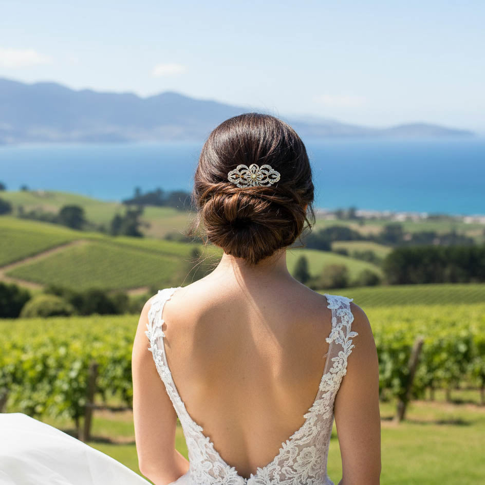 Dainty Gold Wedding Hair Comb Petite Vintage Crystal Hair Accessory-Blythe