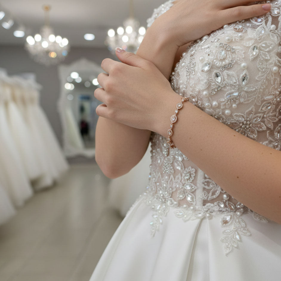 Bridal Jewellery Bracelet and Earrings Set-Abby