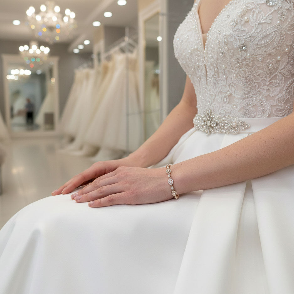 Bridal Jewellery Bracelet and Earrings Set-Abby