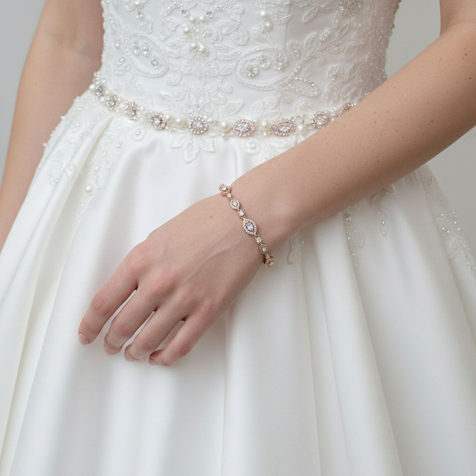 Bridal Jewellery Set With Clip On Earrings Necklace Bracelet- Abby