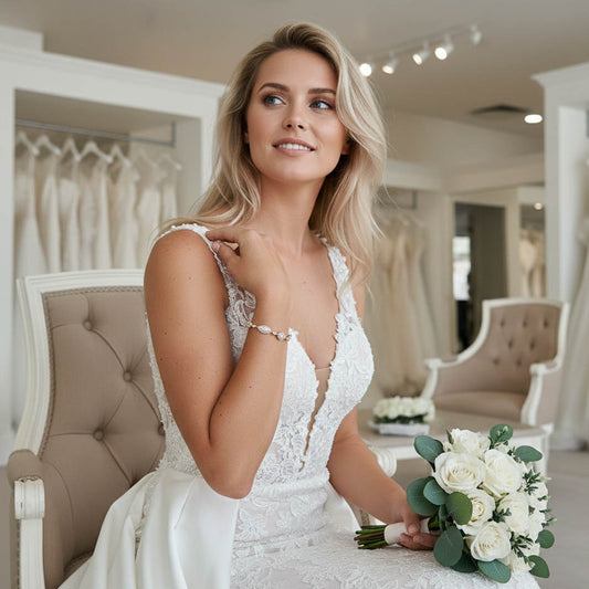 Cubic Zirconia Wedding Bracelet in Silver-Harriet