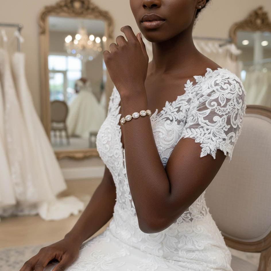 Silver and Crystal Bracelet for Weddings- Emily