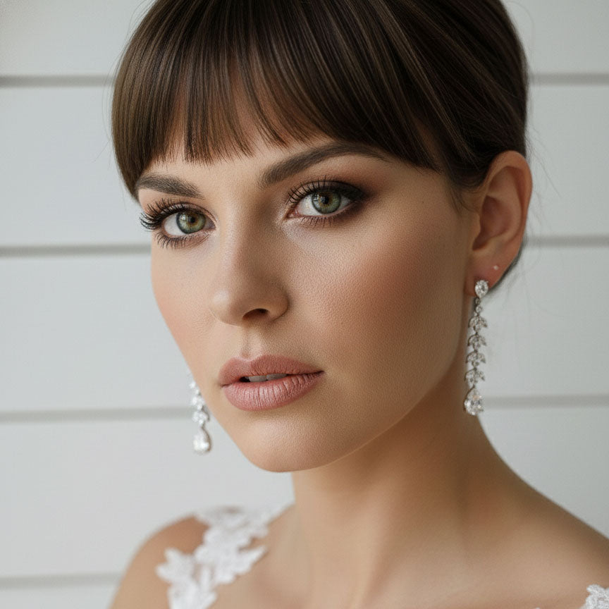 Marquise Bridal Earrings in Rose Gold- Kira