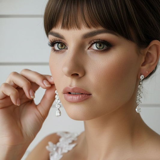 Marquise Bridal Earrings in Rose Gold- Kira