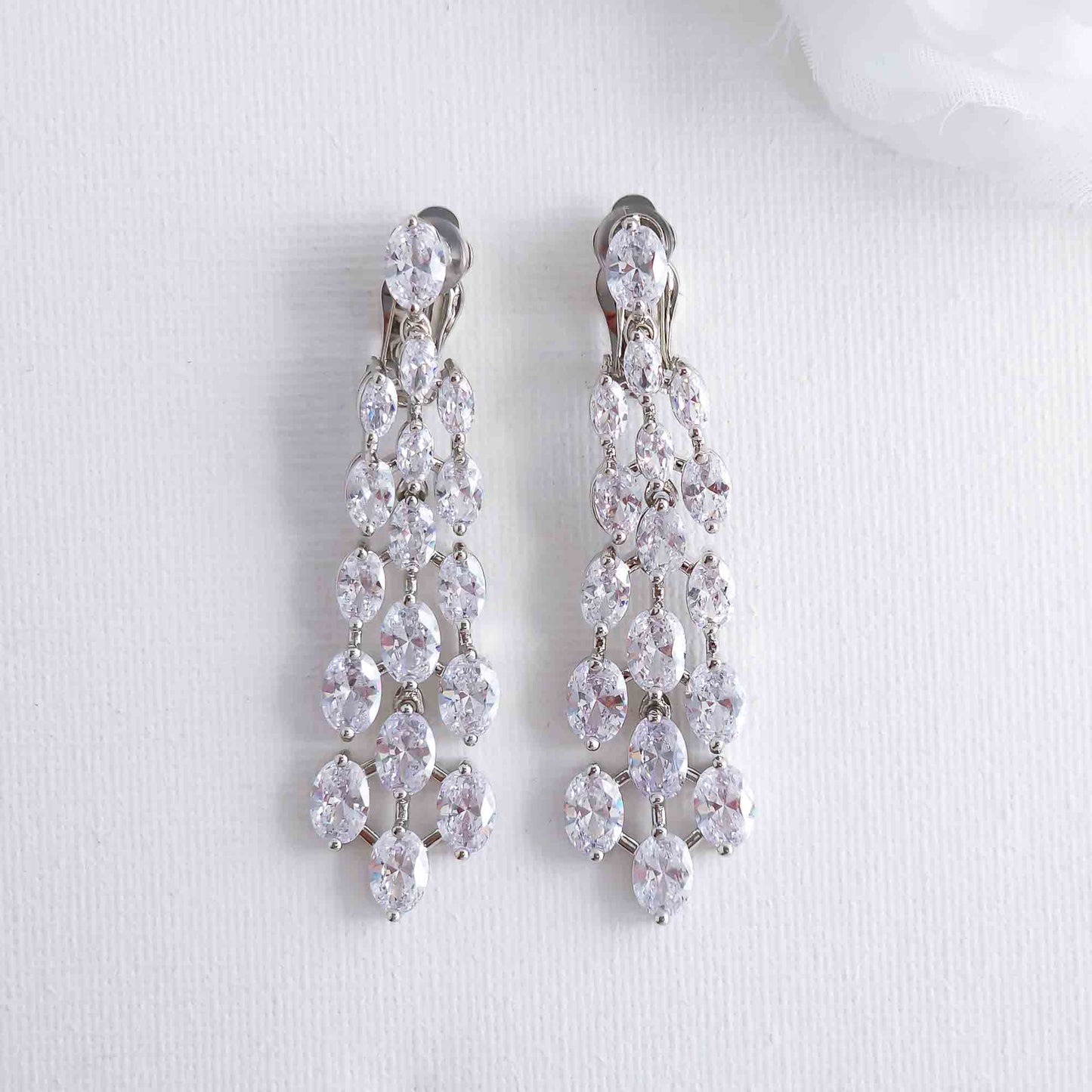Clip On Chandelier Earrings for Weddings & Events-Myra