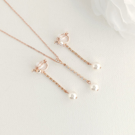 Rose Gold Clip On Jewellery Set for Brides - Jodi