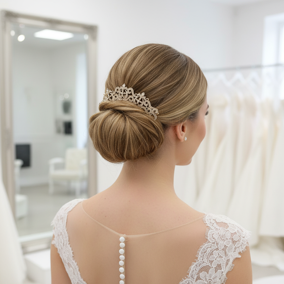 Gold Statement Bridal Hair Comb (5.5 Inch) | Large Crystal Filigree Updo Accessory - Cora