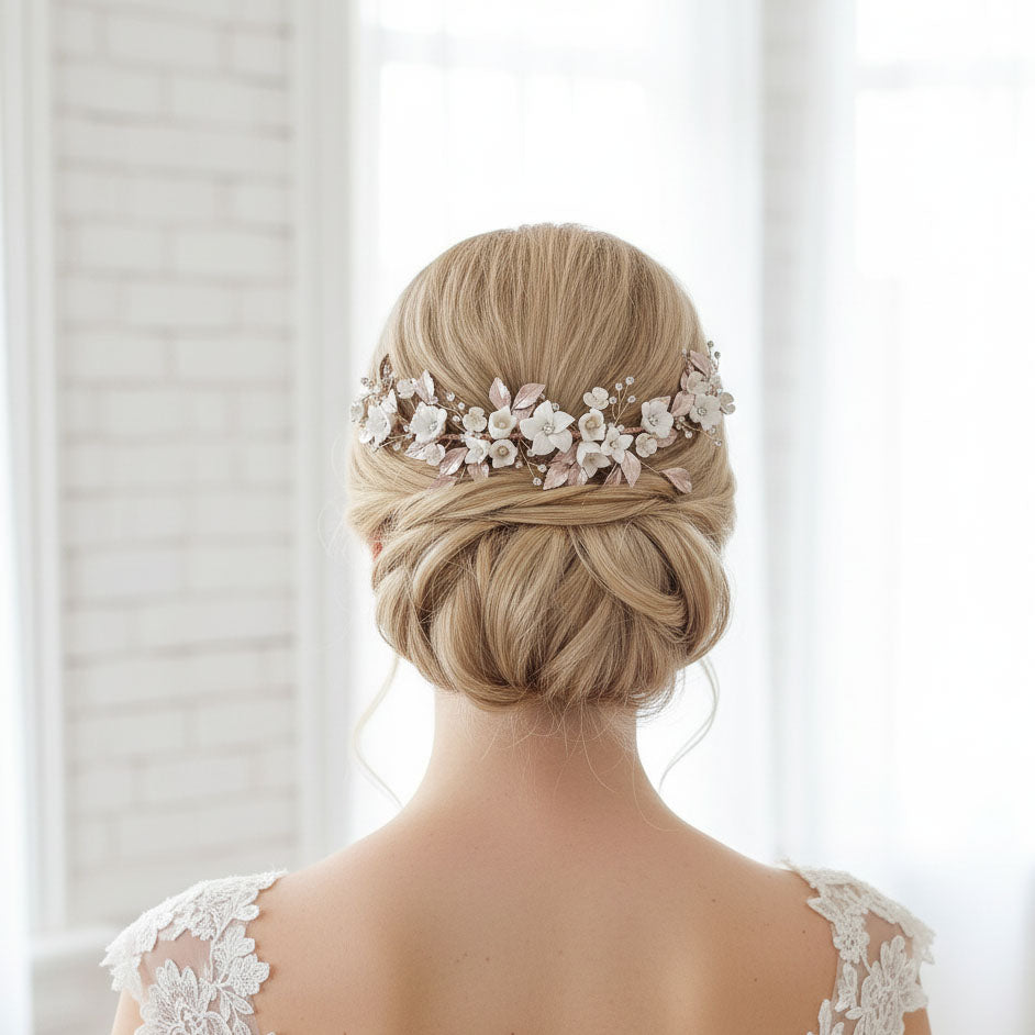 Gold Flower Hair Comb for Weddings -Daffodil
