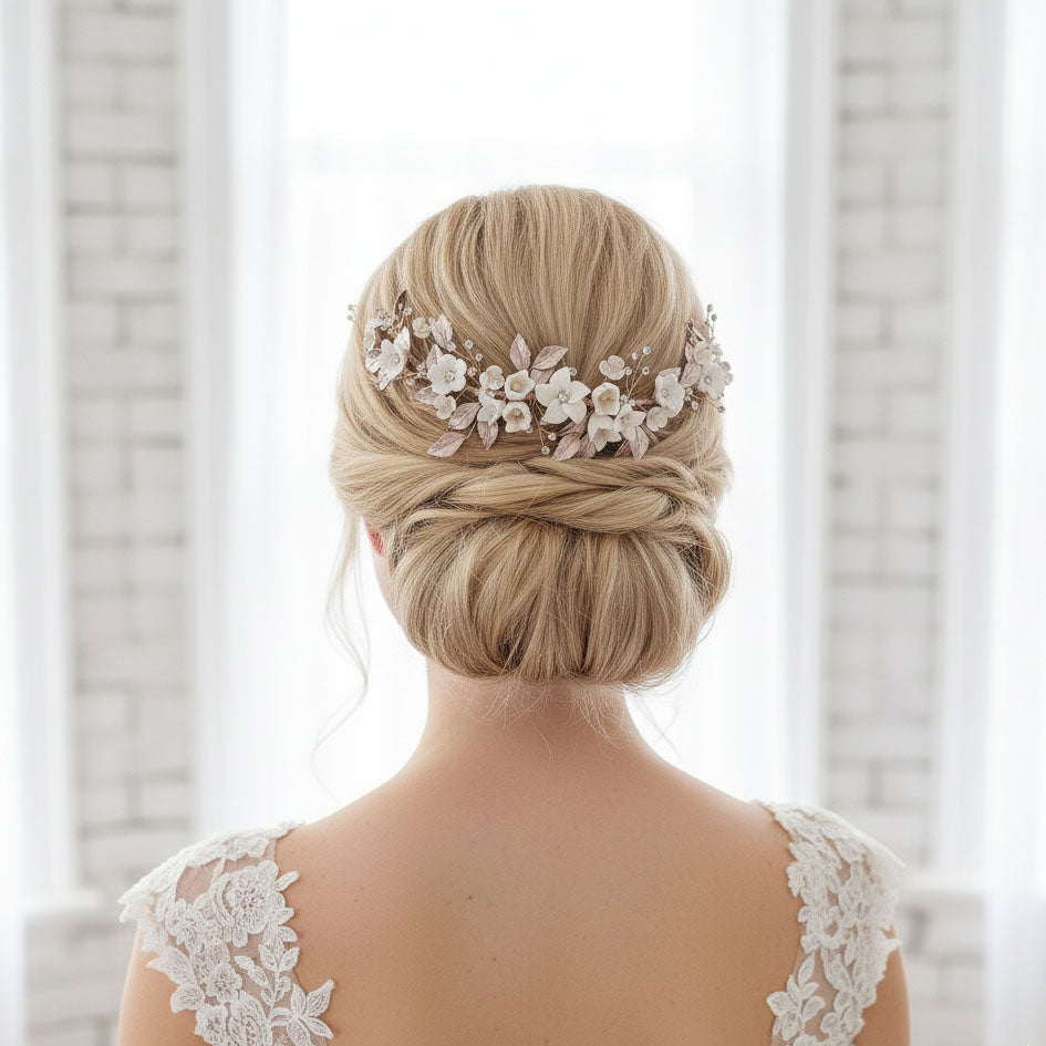 Gold Flower Hair Comb for Weddings -Daffodil